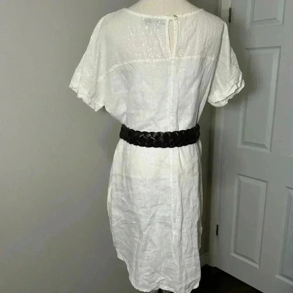Italian linen Lungo L’arno boho glam shabby chic white dress with sequin details - Picture 6 of 8